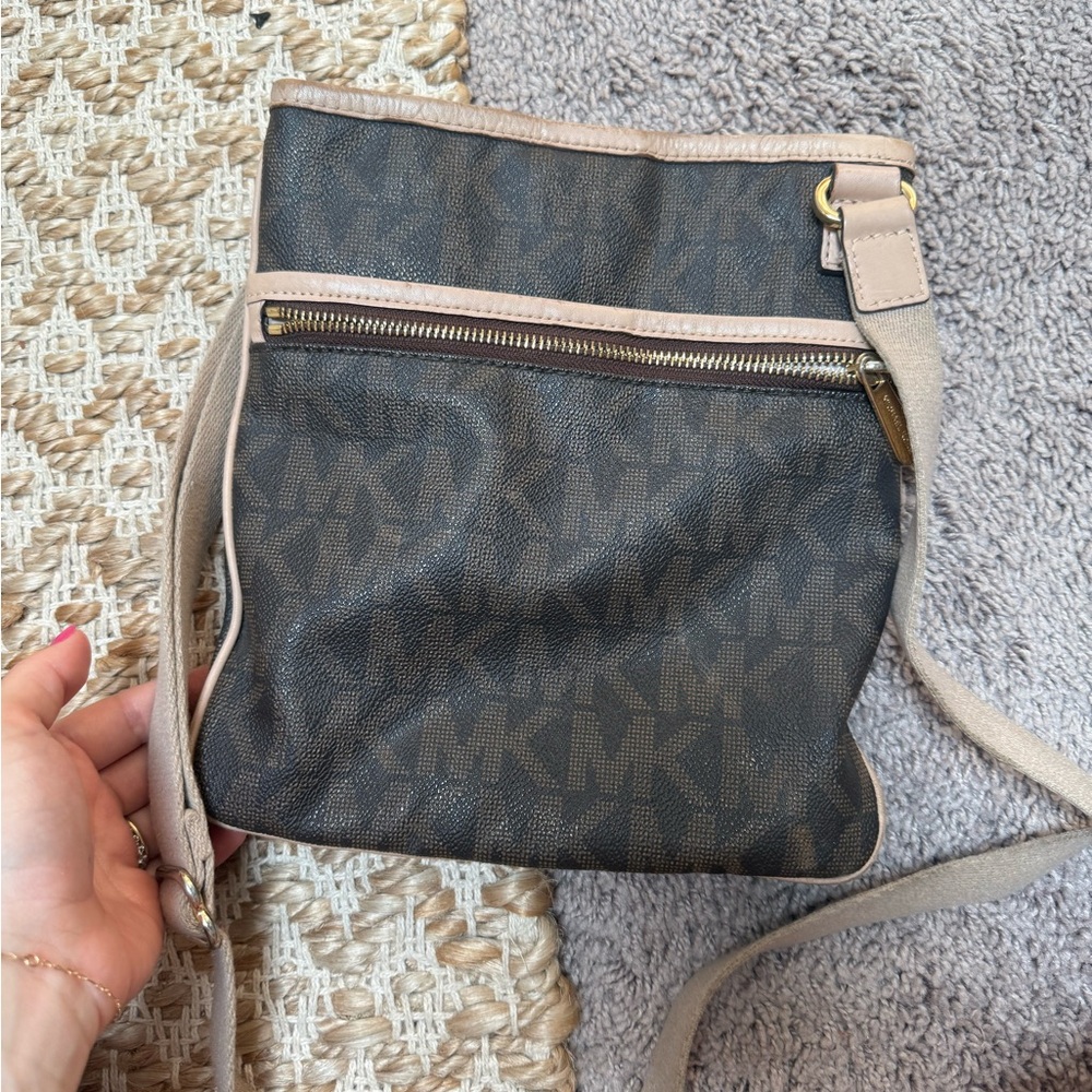 Michael Kors Tan and Gold Crossbody Bag